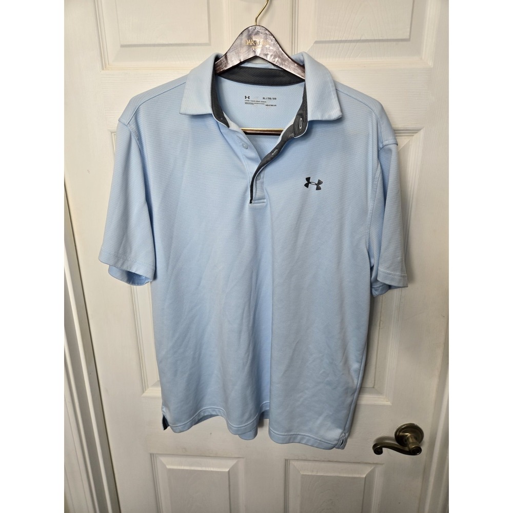Under Armour Mens Loose Fit Polo Shirts Light Blue Size Large
